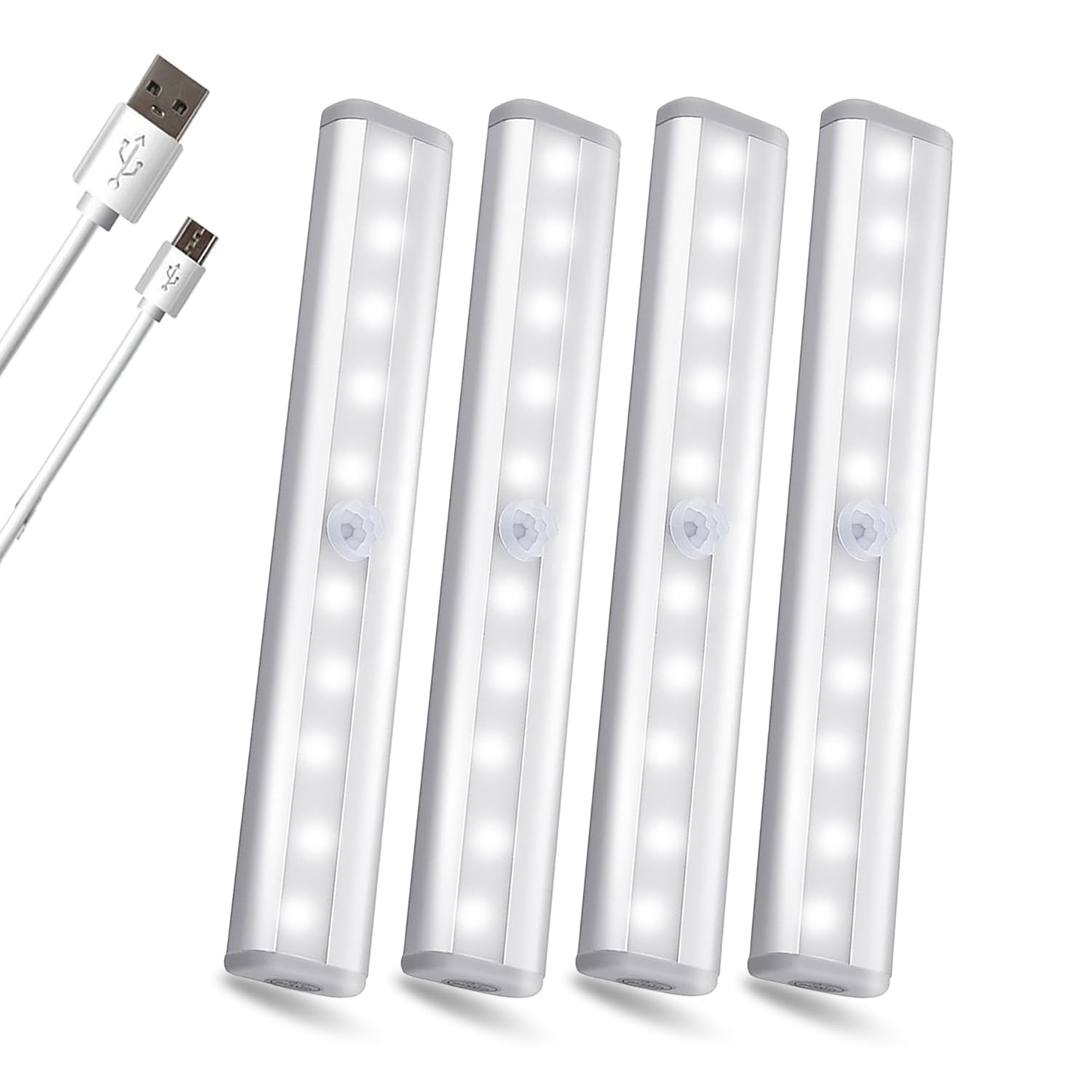 LDOPTO Schrankbeleuchtung Led mit Bewegungsmelder 4 Stück Schranklicht Schrankleuchte Led Leiste Unterbauleuchte Küche Schrankleuchten für Kleiderschrank, Treppe, Kofferraum, RV