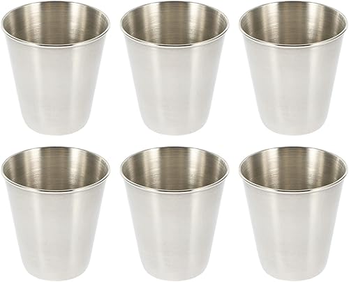 STOBOK 6 vasos de chupito de 2 onzas, vasos de chupito de acero inoxidable para whisky (2.4 fl oz)