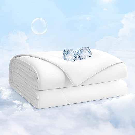 EASELAND King Tencel Cooling Comforter for Hot Sleepers - Double-Sided Lightweight and Breathable Fabric for Night Sweats - All Season Cooling Blanket Machine Washable(108x90in, Withe)