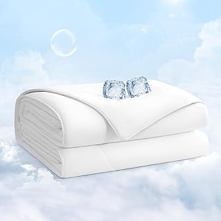 EASELAND Queen Tencel Cooling Comforter for Hot Sleepers - Double-Sided Lightweight and Breathable Fabric for Night Sweats - All Season Cooling Blanket Machine Washable(90x90in, Withe)