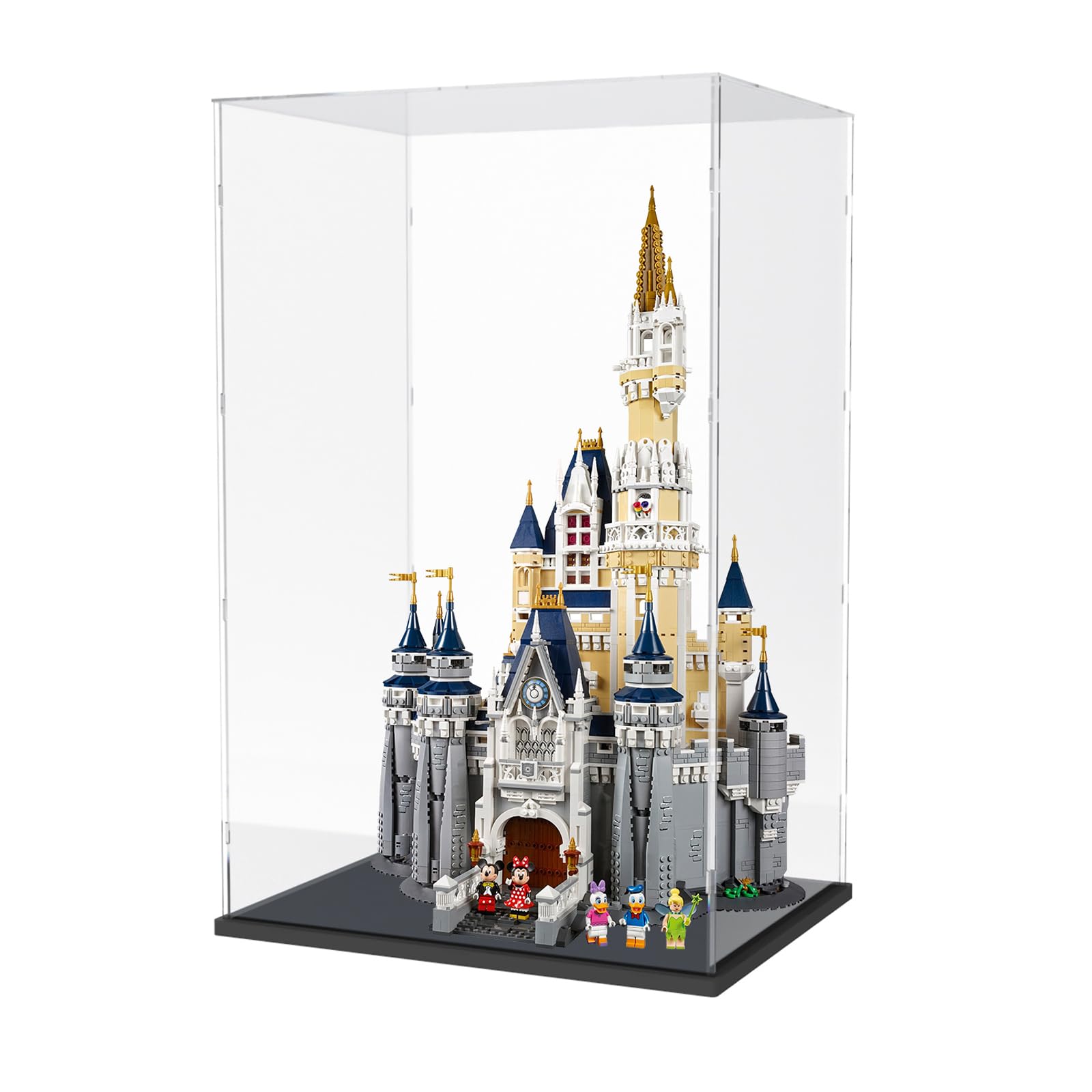 Vetrina da collezione, scatola acrilica trasparente con base nera per Lego Castle 71040 giocattoli assemblati scatola di presentazione antipolvere per figurine, 51x 38 x 79cm