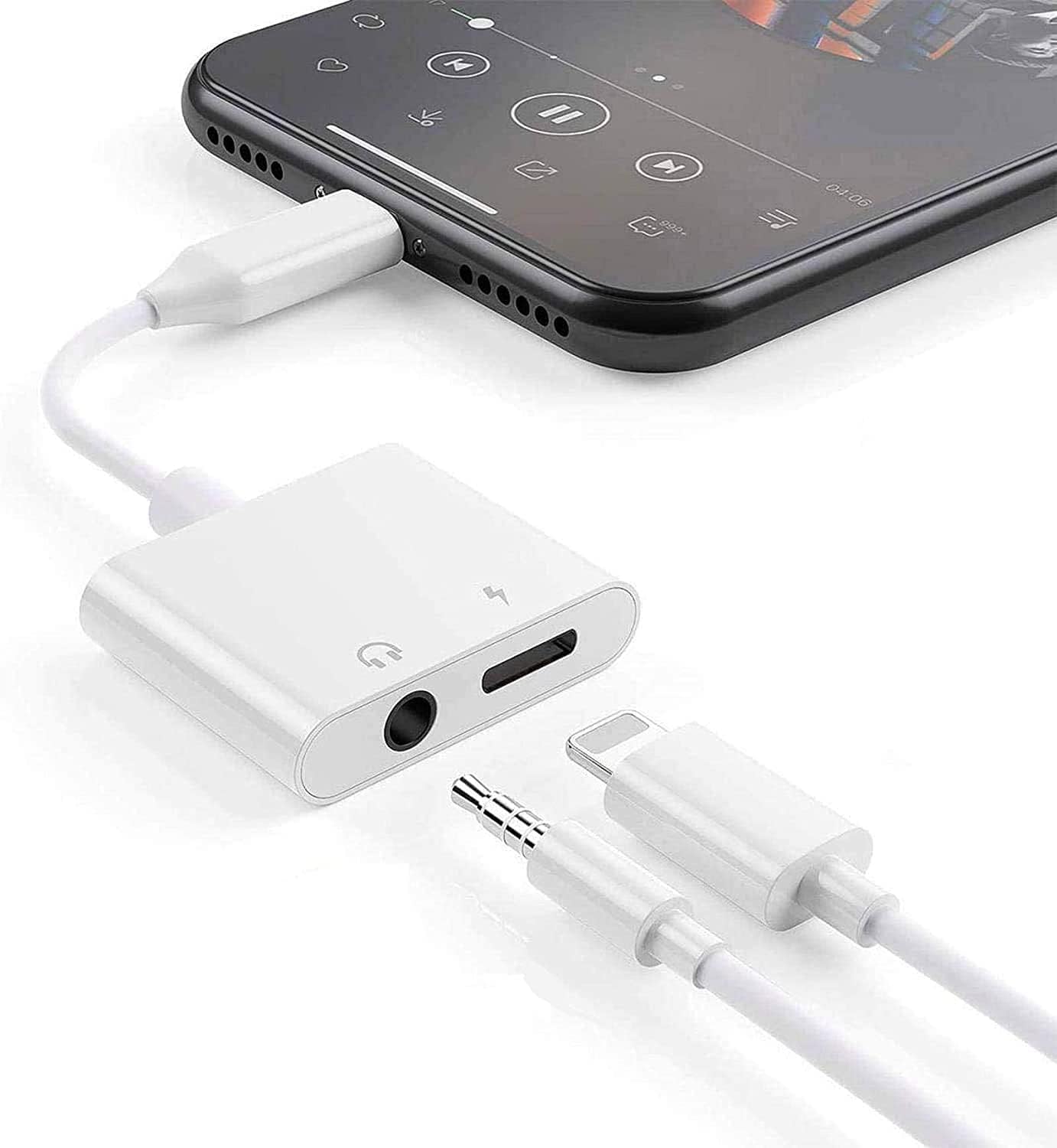 KPDP iPhone Headphones Adapter Lightning to 3.5mm + Charging Dongle | Apple MFi Certified 2-in-1 Audio & Charger Jack Accessory for iPhone Earphones-image-12