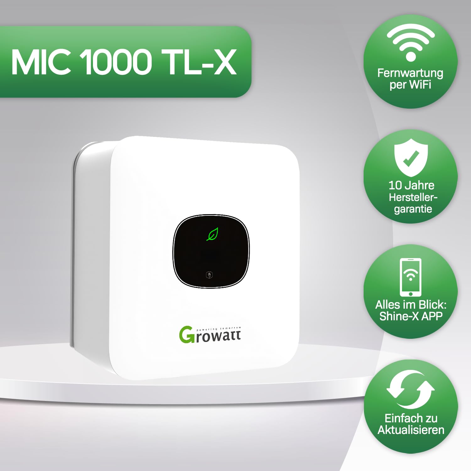 GROWATT MIC 1000TL-X Wechselrichter 1000w Inverter VDE Zulassung Photovoltaik, MIC-1000, weiß