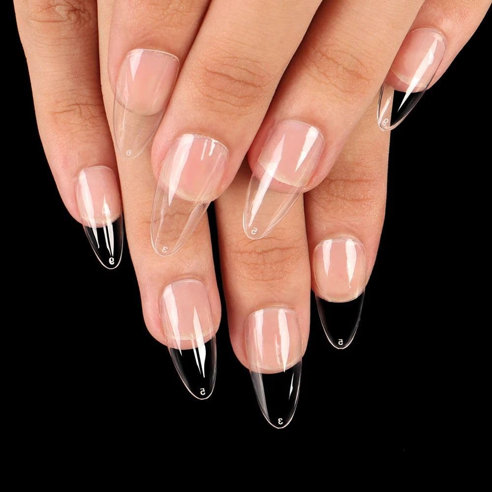 apeak 100 pcs soft gel nail tips full cover clear artificial false nails, oval nail extensions for acrylic gel manicure, diy nail art tips with storage case for salon & home use