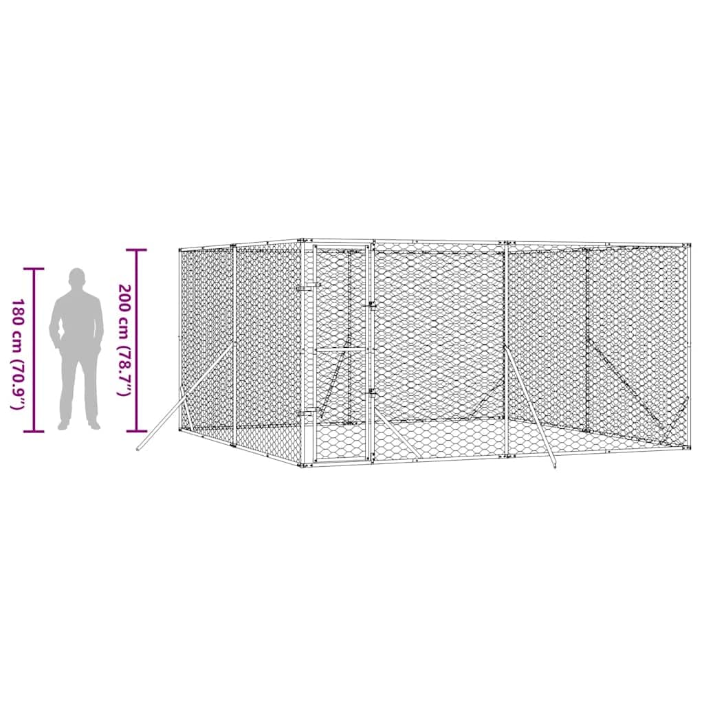 Perrera para perros al aire libre, 4 x 4 x 2 m, acero galvanizado, caño para cachorros, parque al aire libre, jaula, cercado para animales, cercado para perros, resistente a la intemperie, al