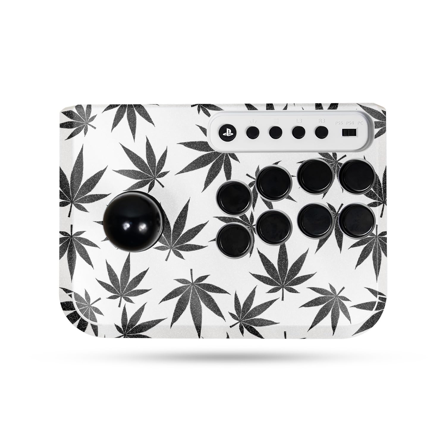 Glossy Glitter Gaming Skin Compatible With Hori Fighting Stick Mini (PS5, PS4, PC) - Pot Leaves Black - Premium 3M Vinyl Protective Wrap Decal Cover - Easy To Apply | Crafted in the USA by MightySkins