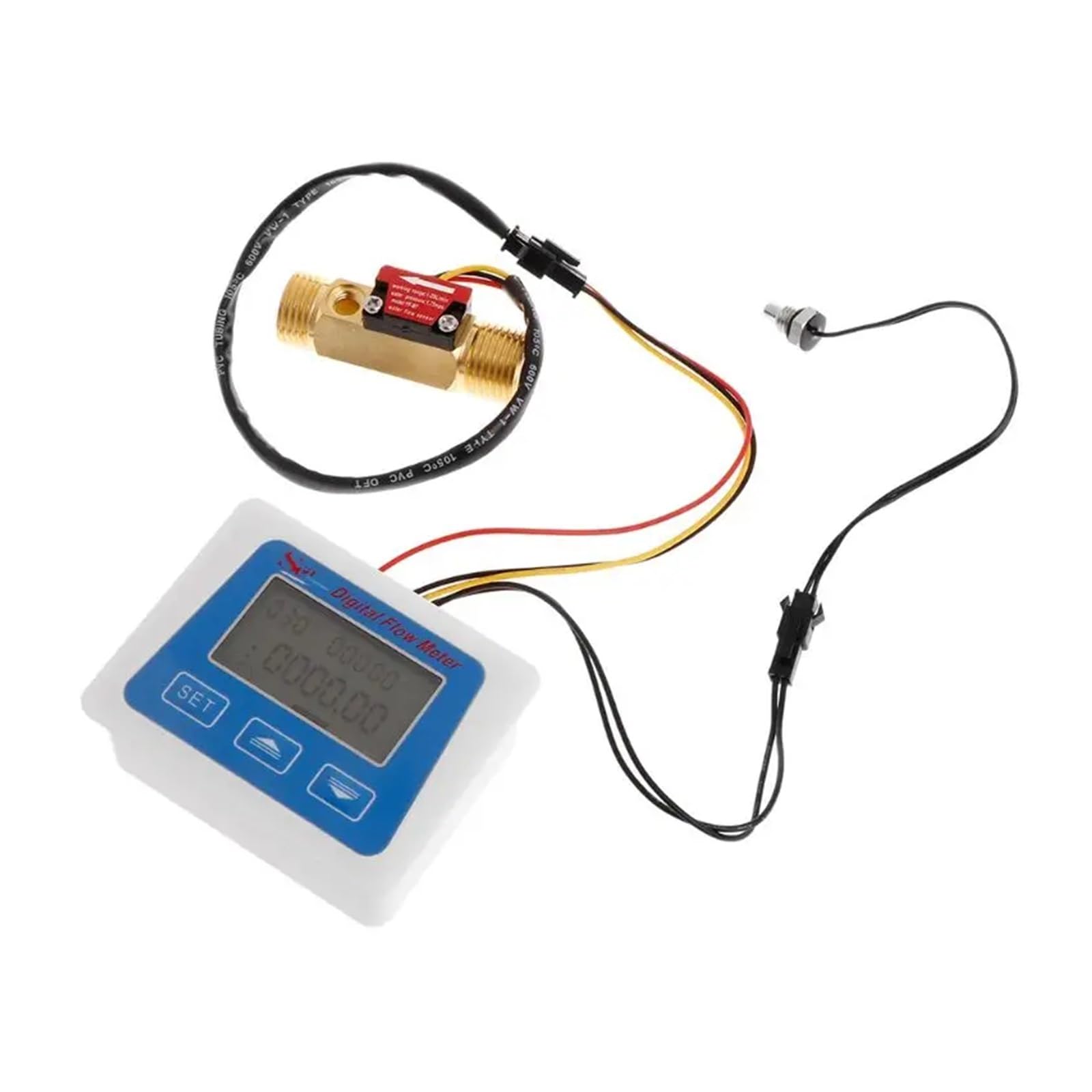 Medidor de flujo digital agua Registro tiempo temperatura con sensor G1/2