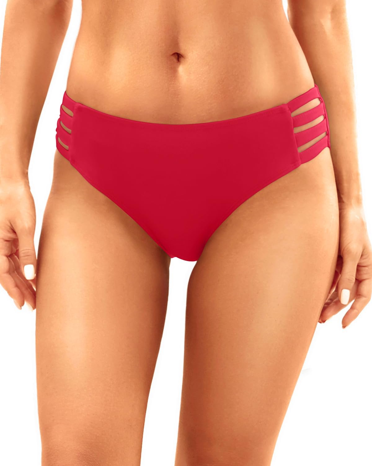 Zmart Women Strappy Bikini Bottoms Full Coverage Bathing Suit Swim Low Rise Cutout Swimsuit Bottom