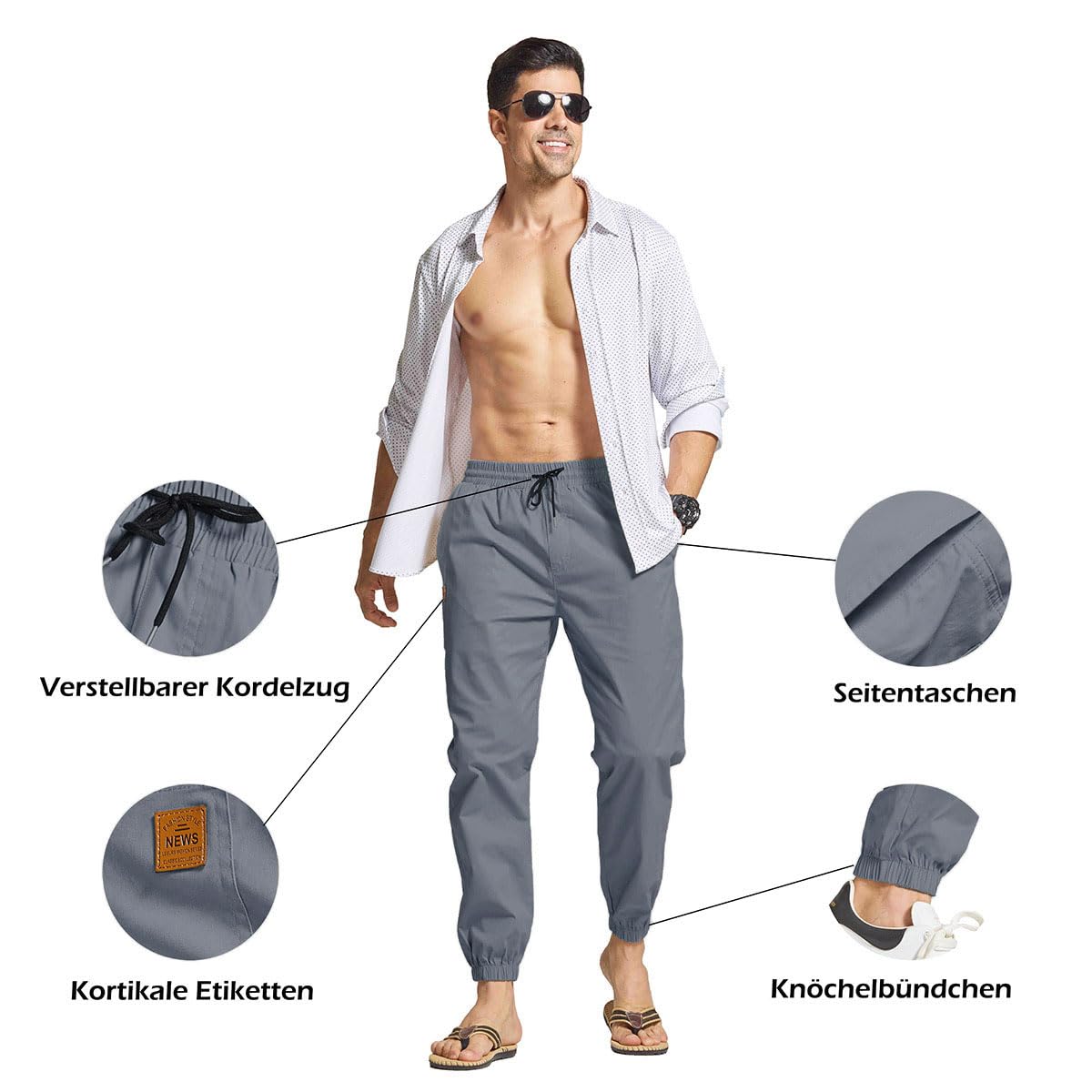 JustSun Pantaloni da Lavoro Uomo Cotone Cargo Casual Pantaloni Tuta Uomo Pantaloni Jogging Slim Fit con Tasche