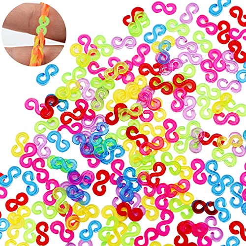 SHENLONG 240 Pieces S Clips Loom Bands Rubber Band Kit Plastic Connectors Colourful Clips Suitable for Craft Making DIY Bracelet Woven Connector Necklace Jewelry Accessories(Color random)
