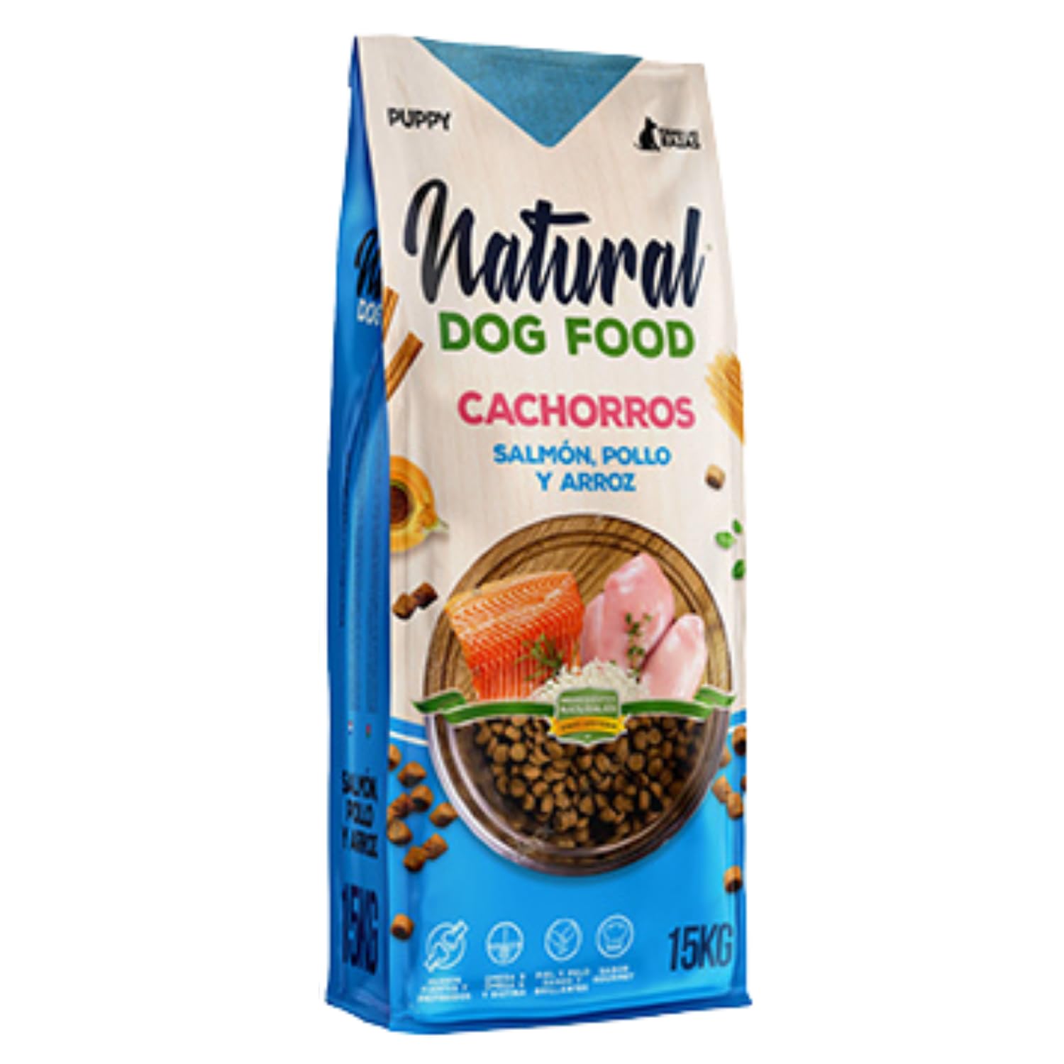 Natural Dog Food Cachorros, Pienso para Cachorros, Salmón Pollo Arroz para Cachorros, pienso Premium Cachorros, Alimento seco para Cachorros y Madres, Puppy (15 KG.)