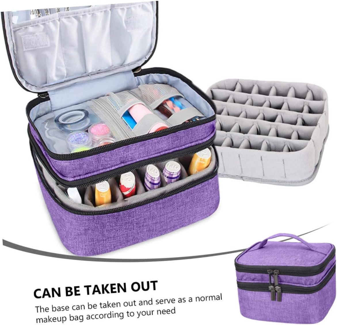 DOITOOL Double Nail Polish Storage Bag with Handle Organizer Pouch for Travel and Home Use
