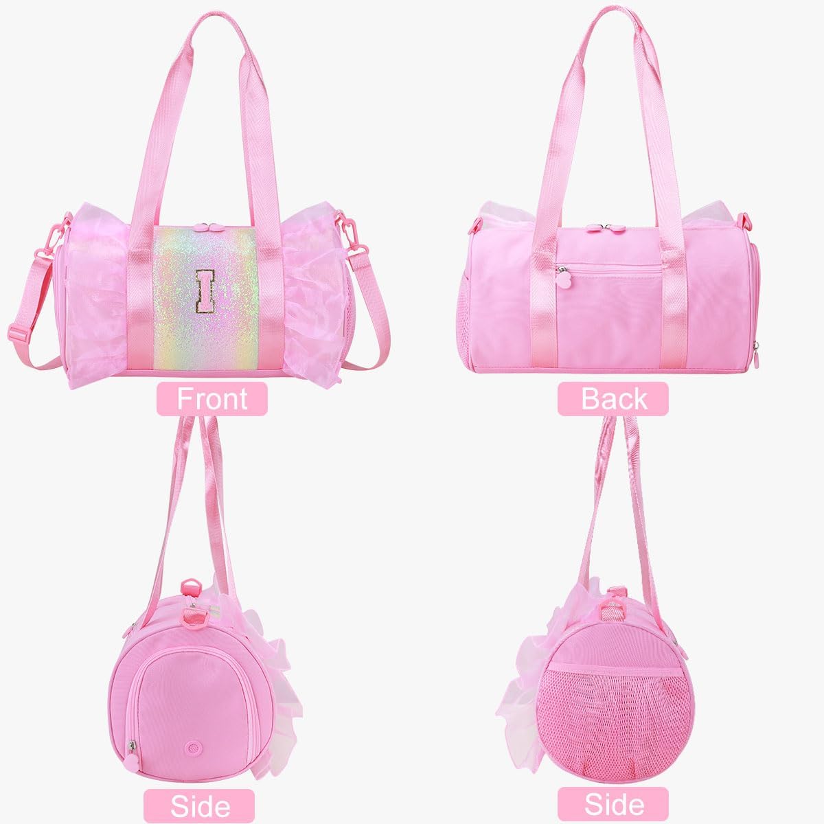 RHCPFOVR Personalized Monogram Dance Bag for Girls - 3-6 Years Kids Lightweight Water Resistant Oxford Backpack for Ballet Cheerleading Sleepovers Gymnastics - Image 8