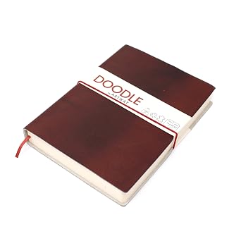 Artway Doodle - Brown Leather Journal/Sketchbook - 150gsm Cartridge Paper - 175 x 125mm - 82 Pages - Chestnut