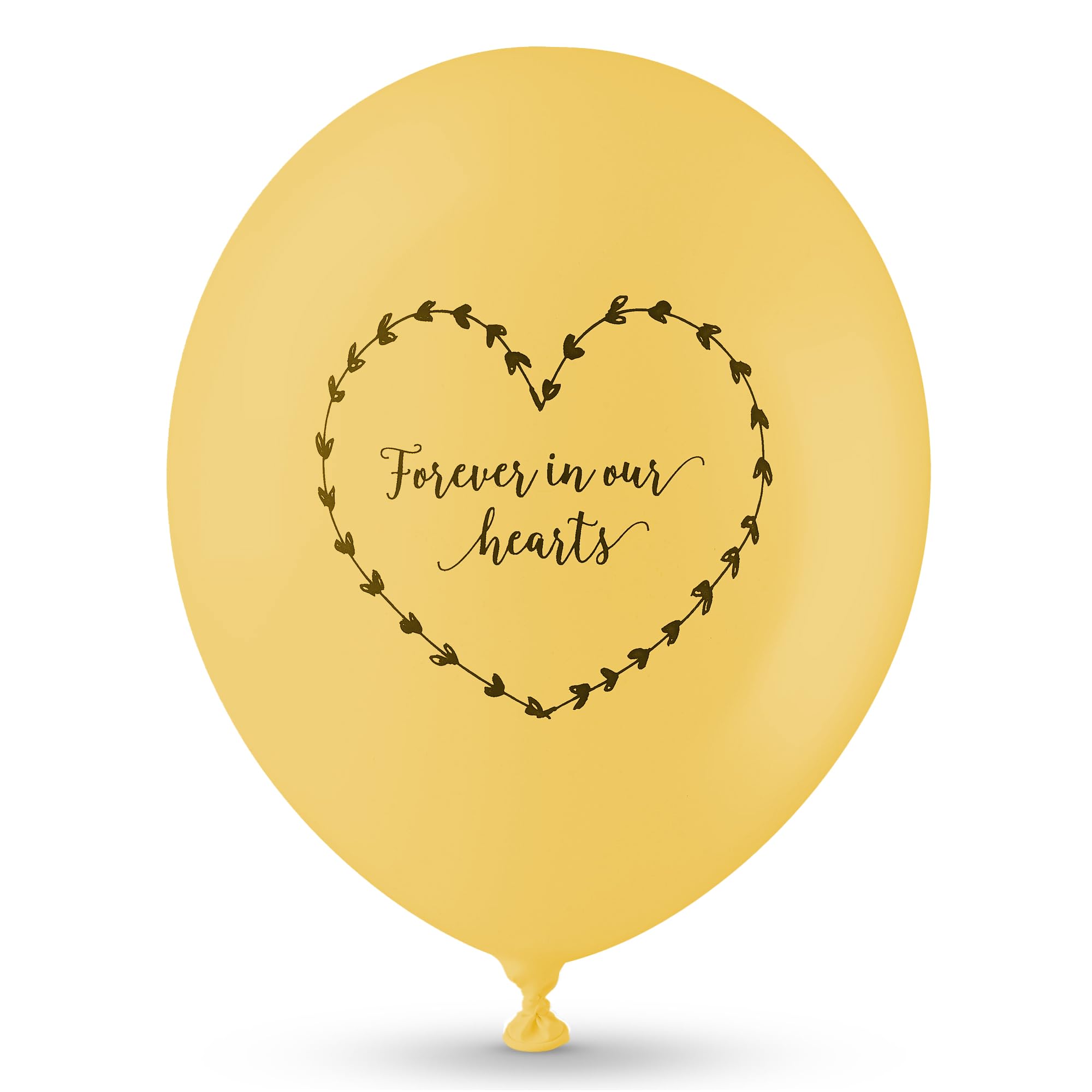 ANGEL & DOVE 25 Yellow Funeral Balloons 'Forever In Our Hearts' Biodegradable - for Memorial, Celebration of Life