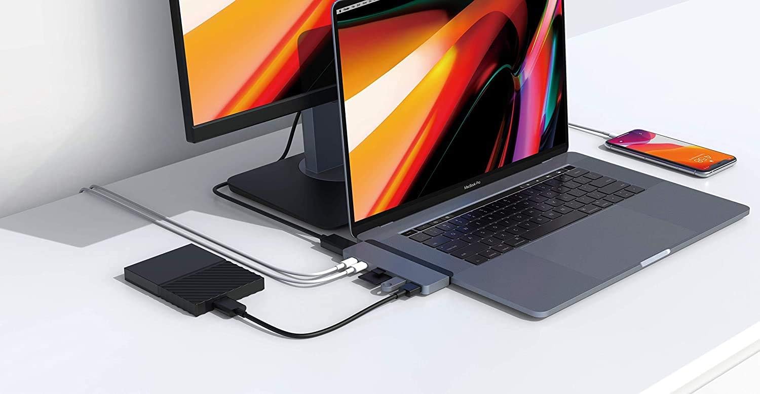 Hyper - New HyperDrive Duo 7-in-2 Hub - USB-C for MacBook Pro/Air - HDMI 4K60Hz HDR, USB-C 40Gbps 100W PD, USB-A 5Gbps, MicroSD/SD 3.0 UHS-I 104MB/s, 2 x USB-A 5Gbps - Space Gray