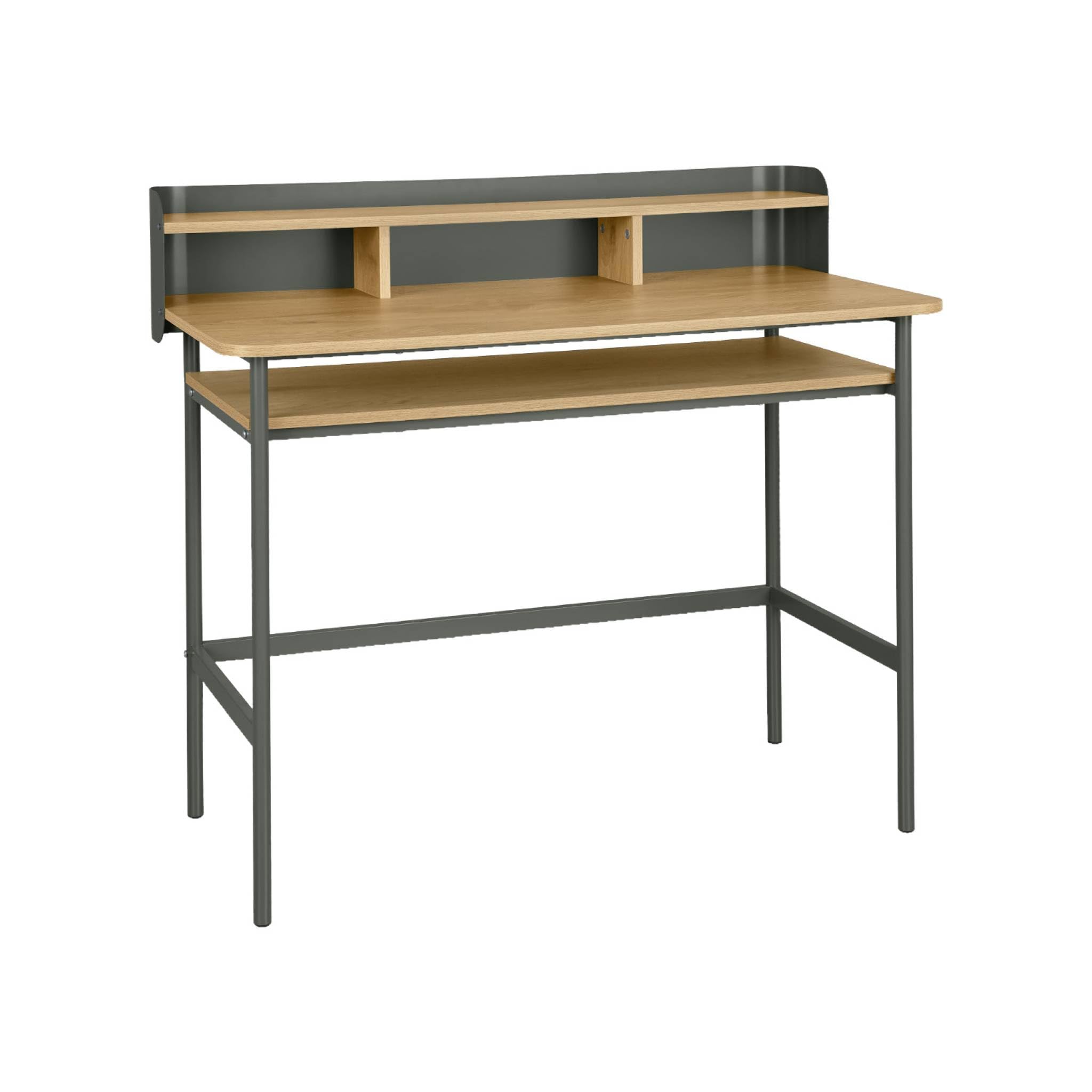 sweeek - Bureau métal et décor Bois 3 niches 100cm Vert - Molto