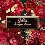 Mitoykus Large Red Rose Floral Wall Decal Flower Gold Butterfly Jumbo Wall Sticker for Living Room B