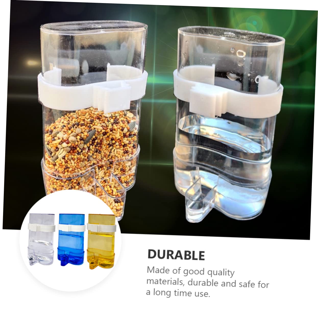 ORFOFE Distributore Automatico di Acqua e Mangiatoia per Pappagalli Uccelli Domestici Gabbia Esterna Interna Set da 12 Unitá