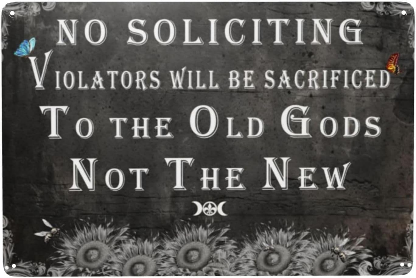 Vintage Retro Funny Tin Sign No Soliciting Funny Humor Wall Decor for Garden Wall Home Farm Yard Front Door Indoor Outdoor Decor Street Sign 8 X 12 Inches