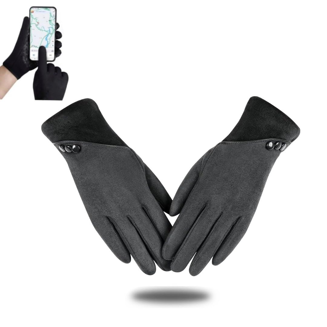 reffer Women Cute design Plush Fur Cuff Winter Gloves Warm Windproof Cold Resistant Warm Velvet Inside Touch Screen Gloves For Girls-picture-34