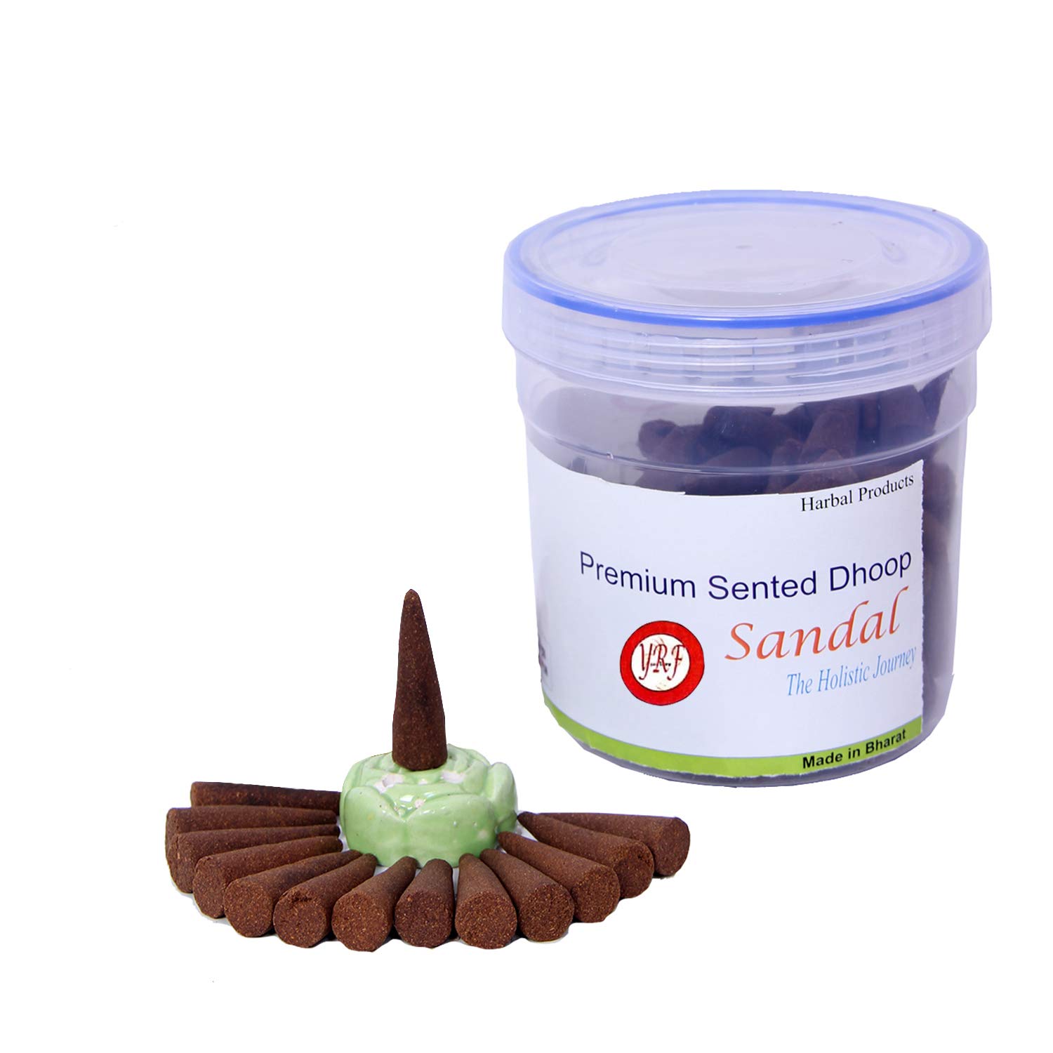 YRF Premium Sandal Scented Dry Dhoop Cones|Best dhoop for Pooja Fragrance and Mediation use| Charcoal Free| 250g