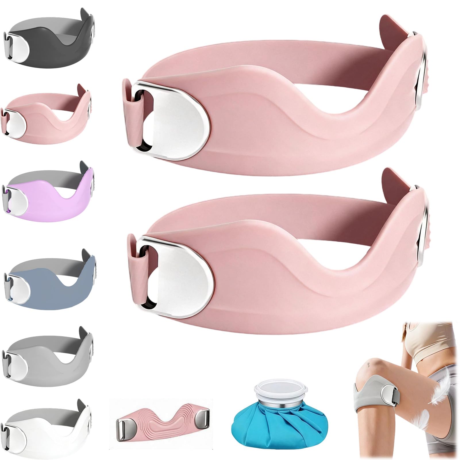 fjaldjfu 2026 Upgrade Ergonomic 8-Shape Silicone Knee Strap (Pink,2pc)