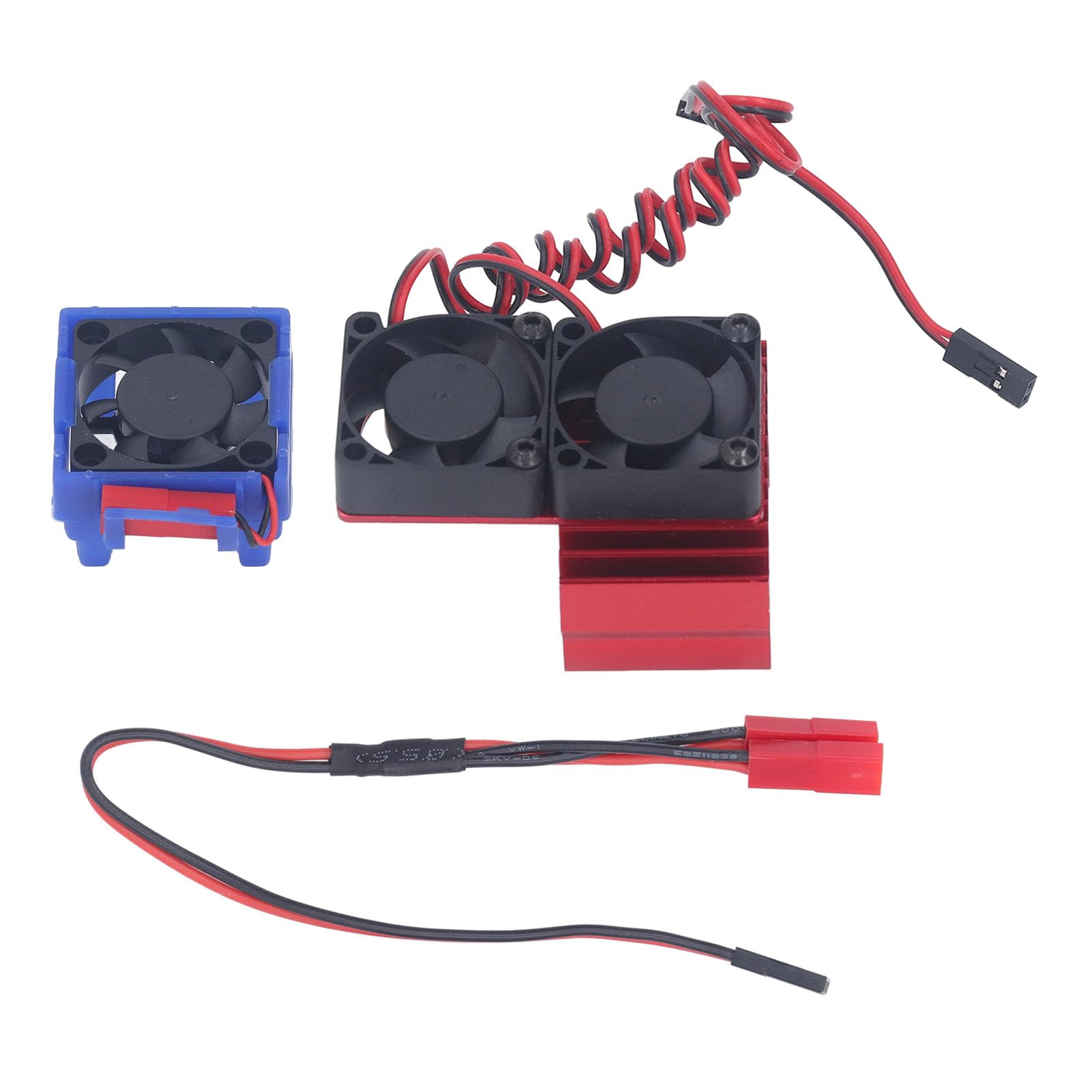RC Heat Sink Fan Motor Fan Set for Traxxas Slash 4x4 VXL 1/10 RC Car with Double Fan (Red)