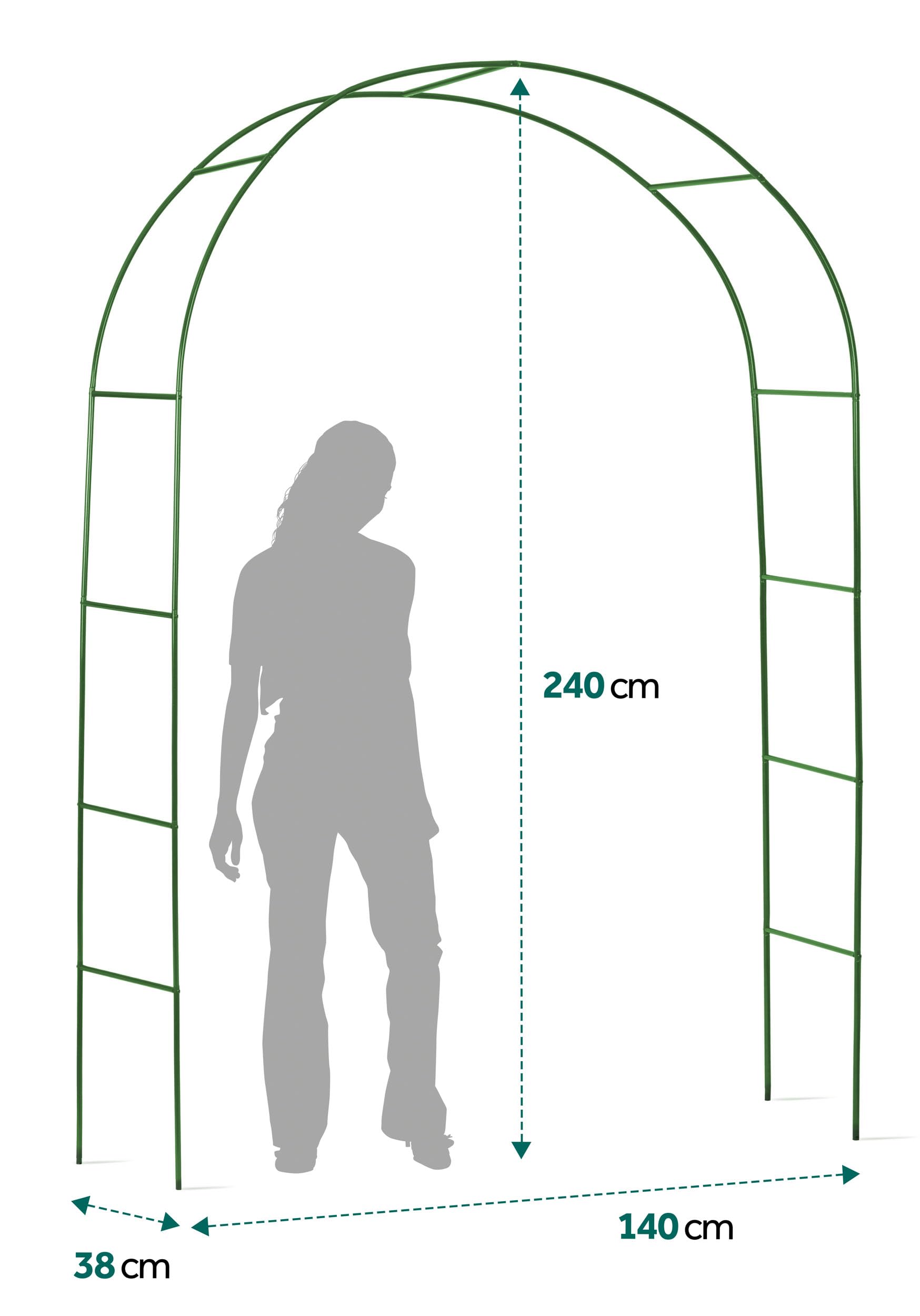 Łuk Ogrodowy Do Roślin Pnących Pergola Ogrodowa Metalowa Łuk Różany 4 Kotwy Mocujące 240x140 cm Ciemnozielony