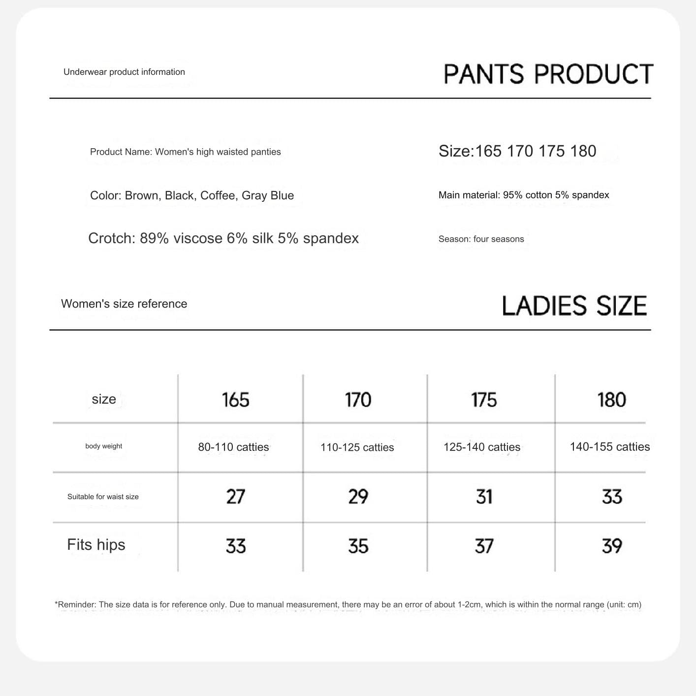 Mutande Donna Ladiers Knickers Cotton Brief Full Breauwers for Women Dimensioni Ad Alta Vita Senza Cuciture da 5 Pacchetti-Grigio Un 5pc-m