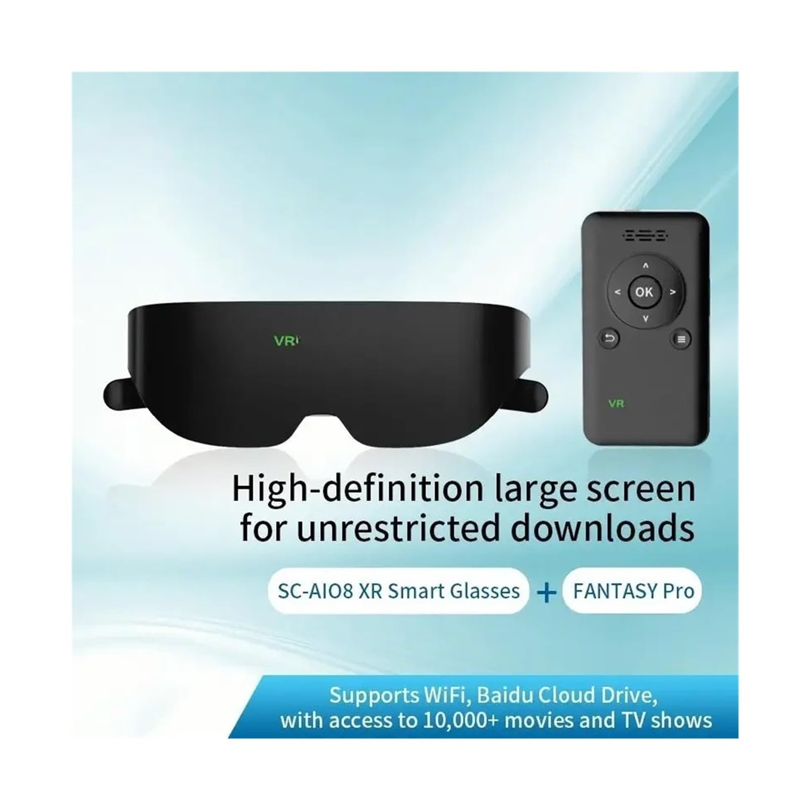 Gafas de Realidad Virtual for Adultos AIO8 Fantasy Pro. Pantalla Inteligente for móviles con vídeo HD, Compatible con Android, Wi-Fi y Visor 3D 4K. Gafas de Realidad Virtual portátiles for Adultos.