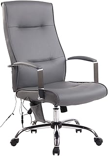 Silla De Oficina Portland con Función De Masaje I Silla De Ordenador Acolchada & Tapizada I Silla De Escritorio Regulable En Altura I Color:, Color:Gris, Material:Cuero Sintetico