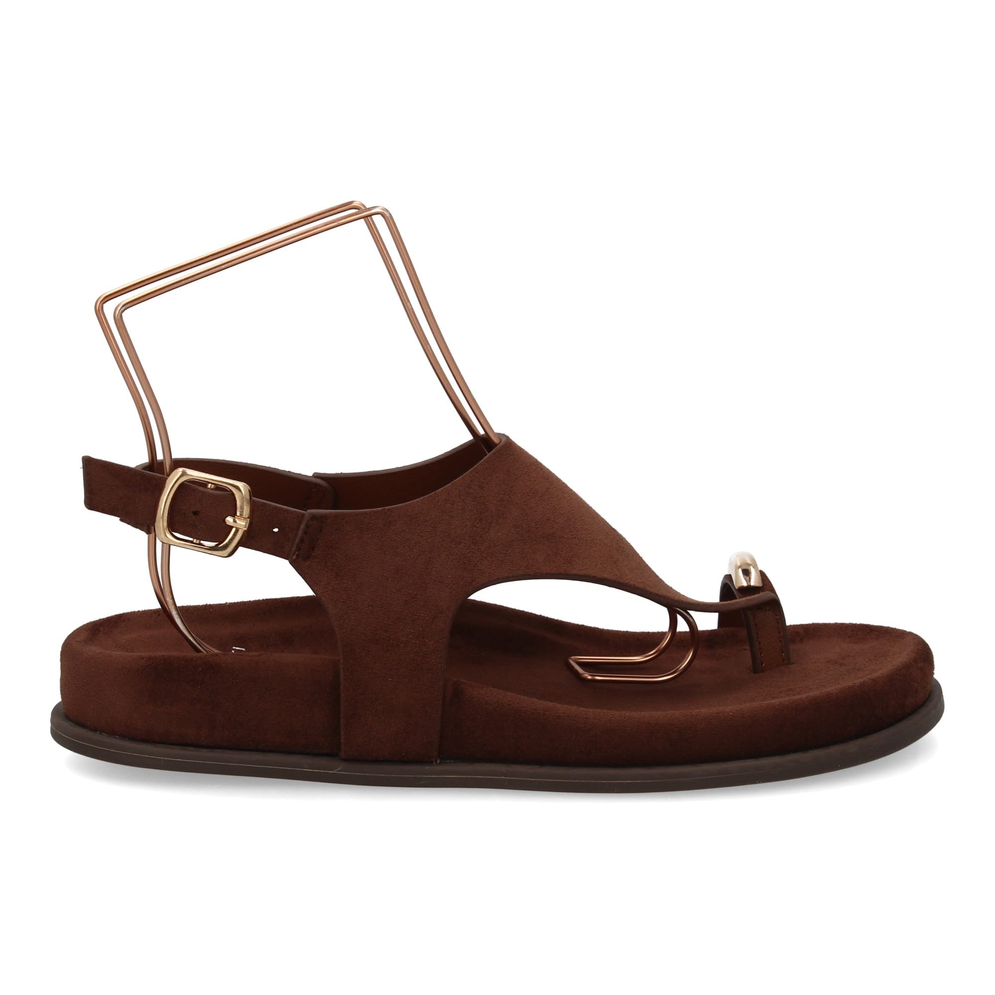 shoes&blues.es Sandalia de Plataforma para Mujer con Diseno Minimalista, Estilo Moderno, Elegante, Ideal Verano. Cierre Ajustable de Hebilla, con Detalle metalico en el Dedo Gordo.