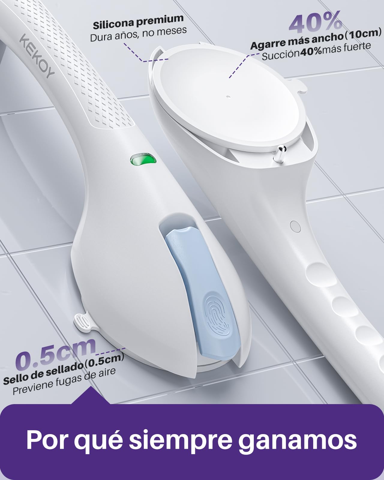KEKOY Agarraderas Baño para Mayores con Indicador, Agarrador Ducha para Personas Mayores y con Discapacidades – Asidero de Ducha Seguro y Resistente, Sin Taladrar y Desmontable (Azul*1, 44.5 cm)