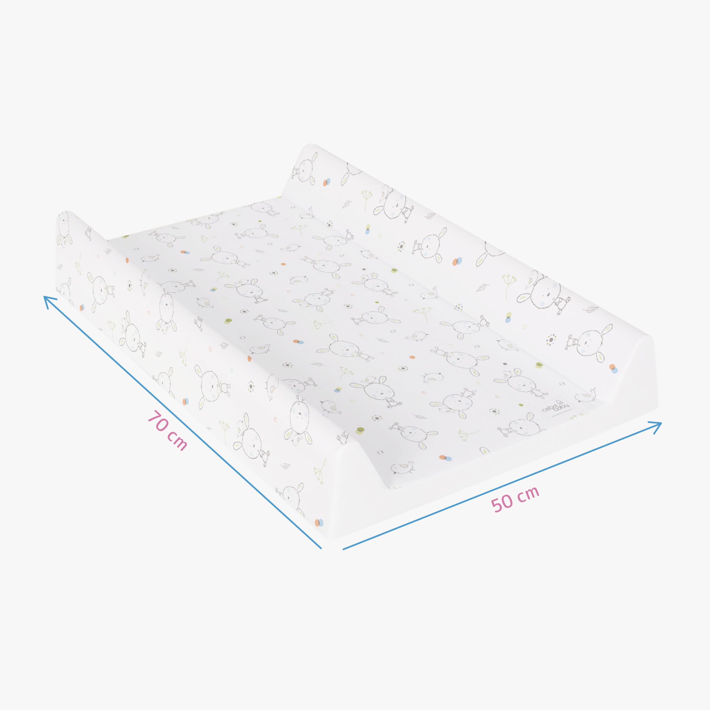 Soft Base Newborn Baby Changing Unit Mat with Raised Edges 50x70 cm (Bunnies) - 5