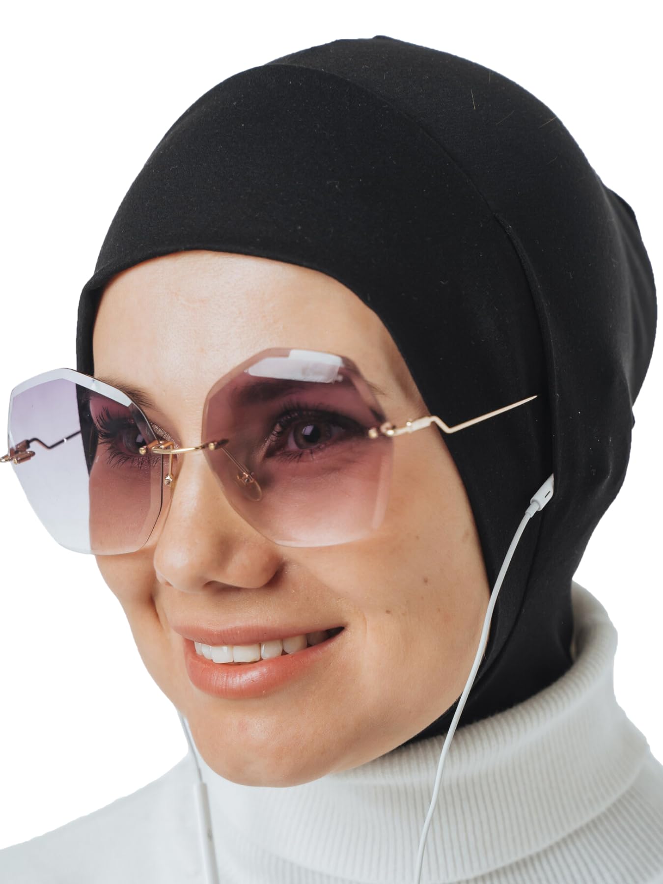 VeilWear Innovative Instant Hijab with Openings for Glasses and Headphones, Sport head scarf, ready to wear muslim accessories for women (black)