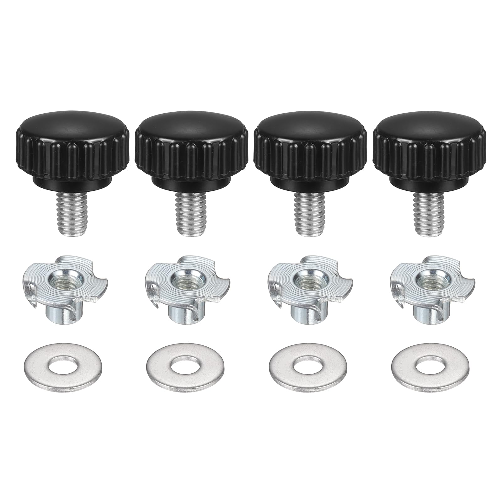 sourcing map 4 Pcs M6 x 10mm Knurled Clamping Knobs 22mm Head with Washers & T-Nuts — image 1
