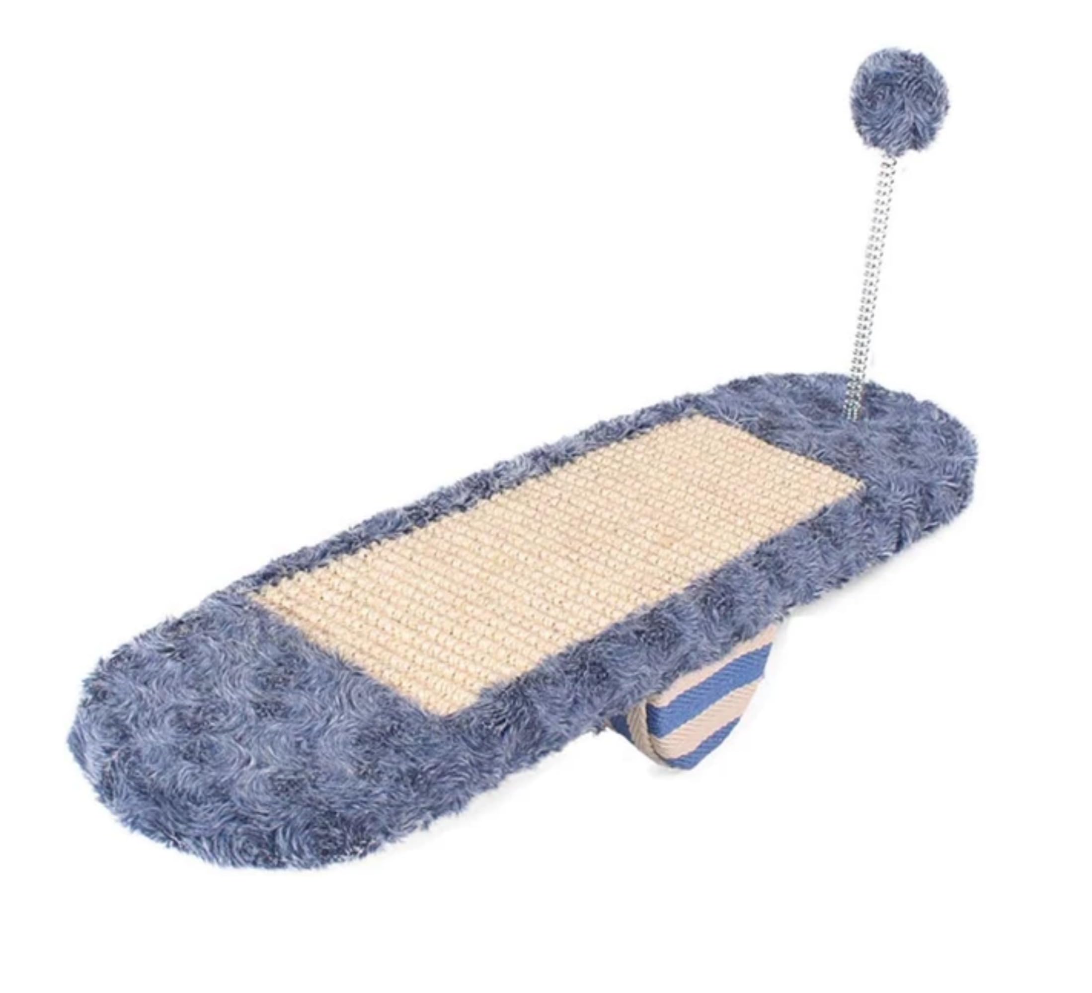 WEALTHKING Cat Scratch Board Interactive Pet Toy with Plush Border Sisal Natural Scratching Mat Rolling Seesaw Design with Hanging Ball Teaser Wand