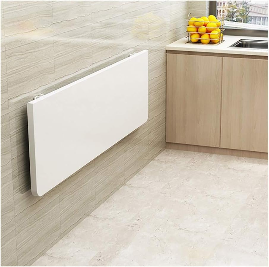 Folding Table - Wall Mounted Desk with Metal Support Frame, Space Saving Design for Easy Installation and Stability