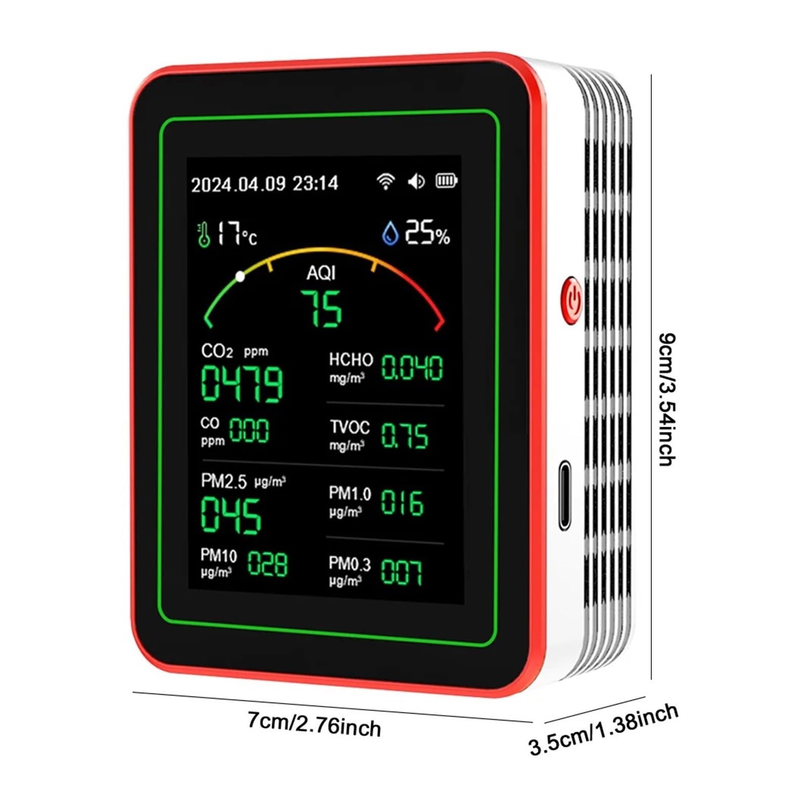 Air Quality Monitor, Rilevatore Di Qualità 'aria WiFi 15 In 1 CO CO2 PM0.3 PM1.0 PM2.5 PM10 Tester Portatile Misuratore Umidità A Temperatura(WHITE)