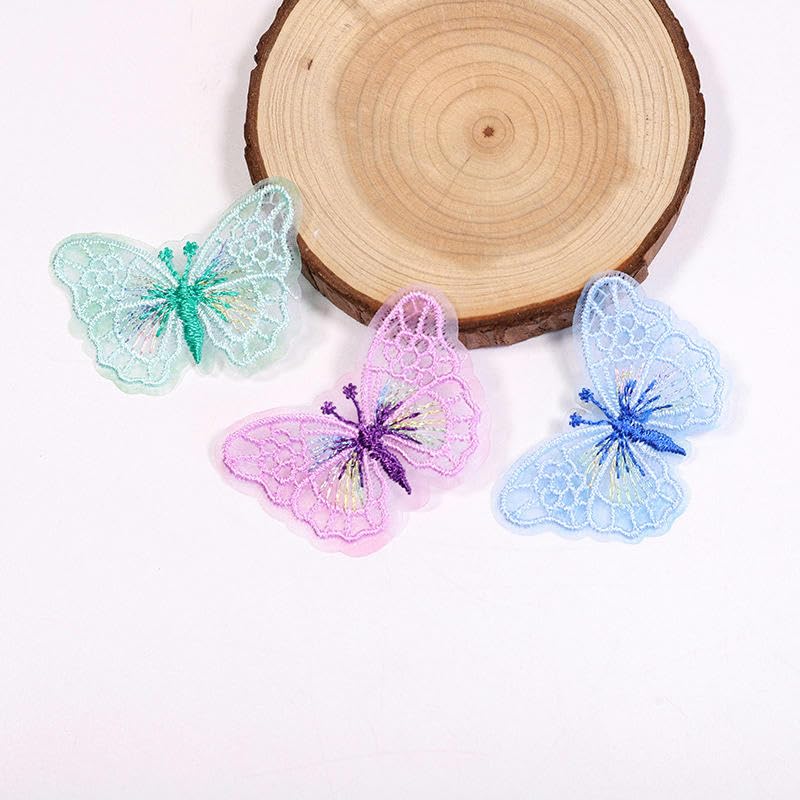 Parches de Bordado Parches Bordados pequeños de 5 x 3,8 cm, 50 Unidades, for Planchar, con diseño Mariposas, for Ropa, Gran tamaño, for Coser en Vaqueros y Chaquetas(Beige)