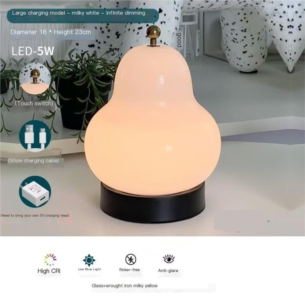 Lampada in vetro perato, luce notturna dimmerabile al tocco | Forma a pera, paralume in vetro, dimmerabile al tocco, luce notturna(Yellow)