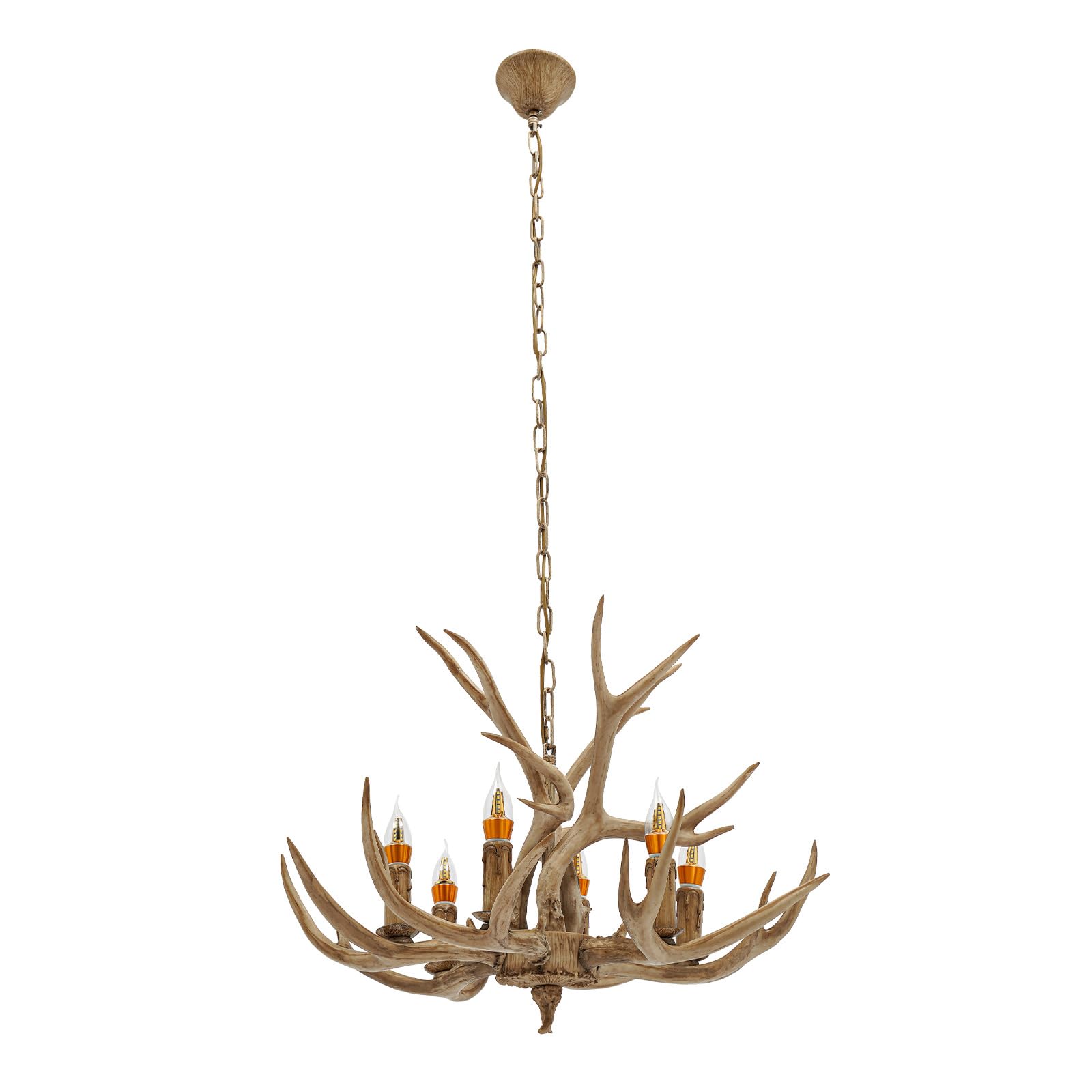 Geweih Lampe, 6 Lichter Deckenlampe Bauernhaus Pendelleuchte, Kronleuchter für Wohnzimmer Küche Esszimmer, Durchdachtes Design