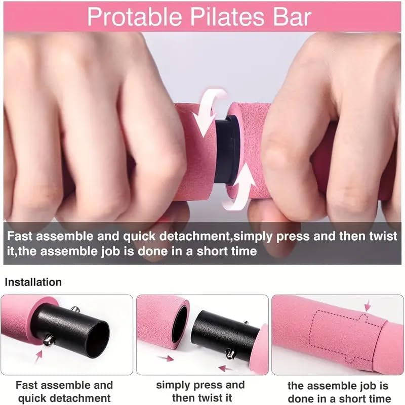 AANAHIL Portable Pilates Bar Kit with Resistance Bands, Full Body Workout, for Back, Abs, Arms, Hips, Chest and Legs 1