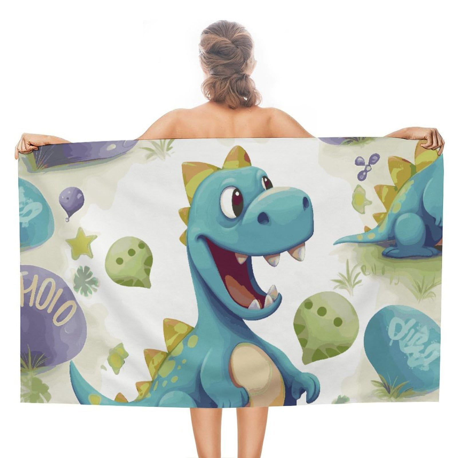 asbwuo Cute Dinosaur Beach Towels Extra Large Quick Dry Absorbent