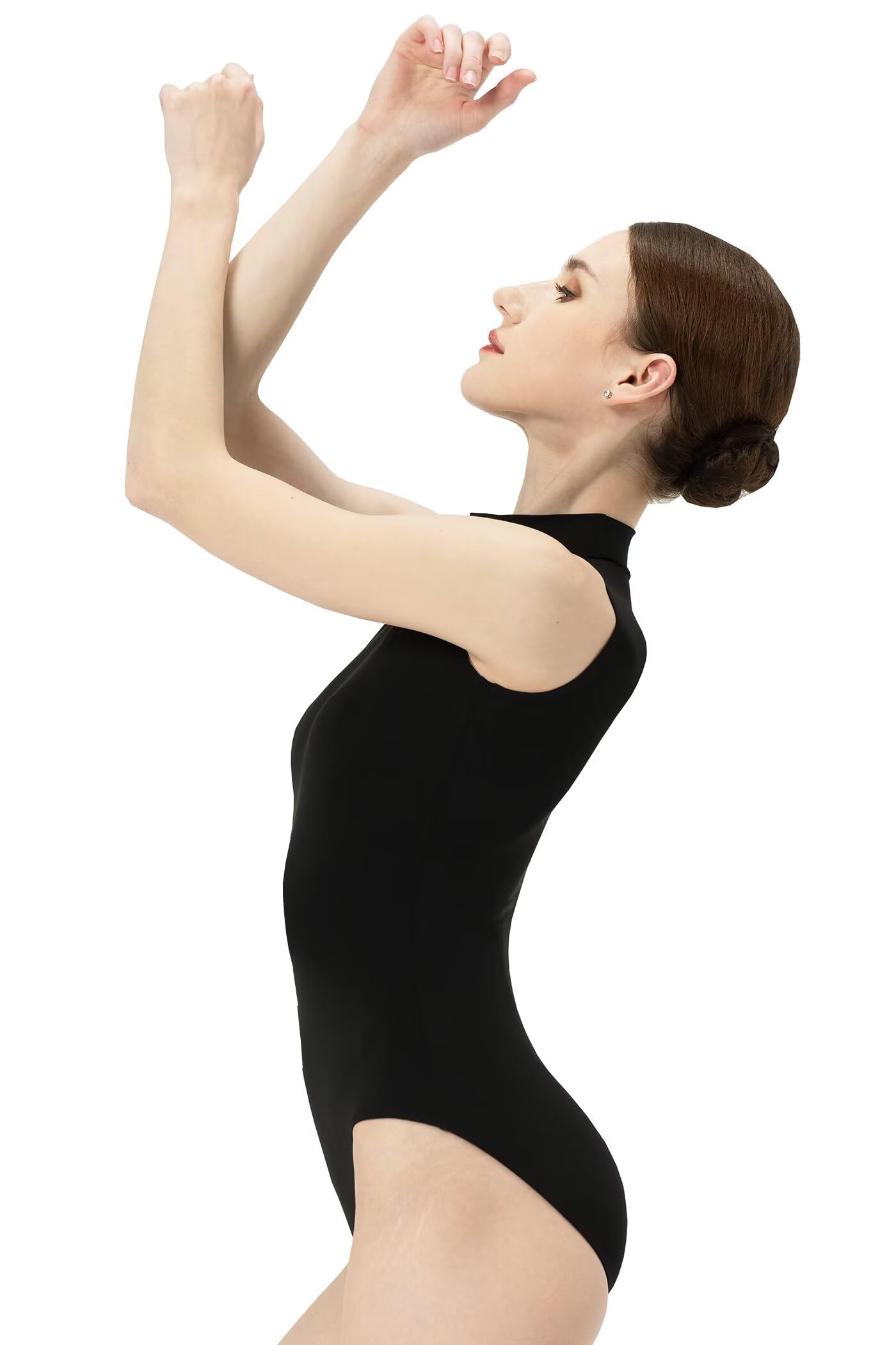 Maillot Ballet Adulto, Mujer Sin Mangas Cuello Alto Maillot Danza con Chasquido