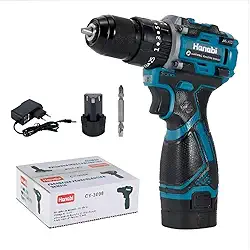 Hanabi Furadeira Parafusadeira 16.8V 2AH com Bateria de Íon de Lítio Motor Brushless 1450 rpm, Mandril 10mm Sem Chave, Inclui 1 Bateria, Carregador e 1 Bits