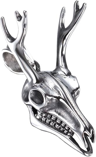 HIJONES Men's Stainless Steel Silver Tone Punk Deer Skull Necklace Animal Head Charm Pendant with Chain: Buy Online at Best Price in UAE