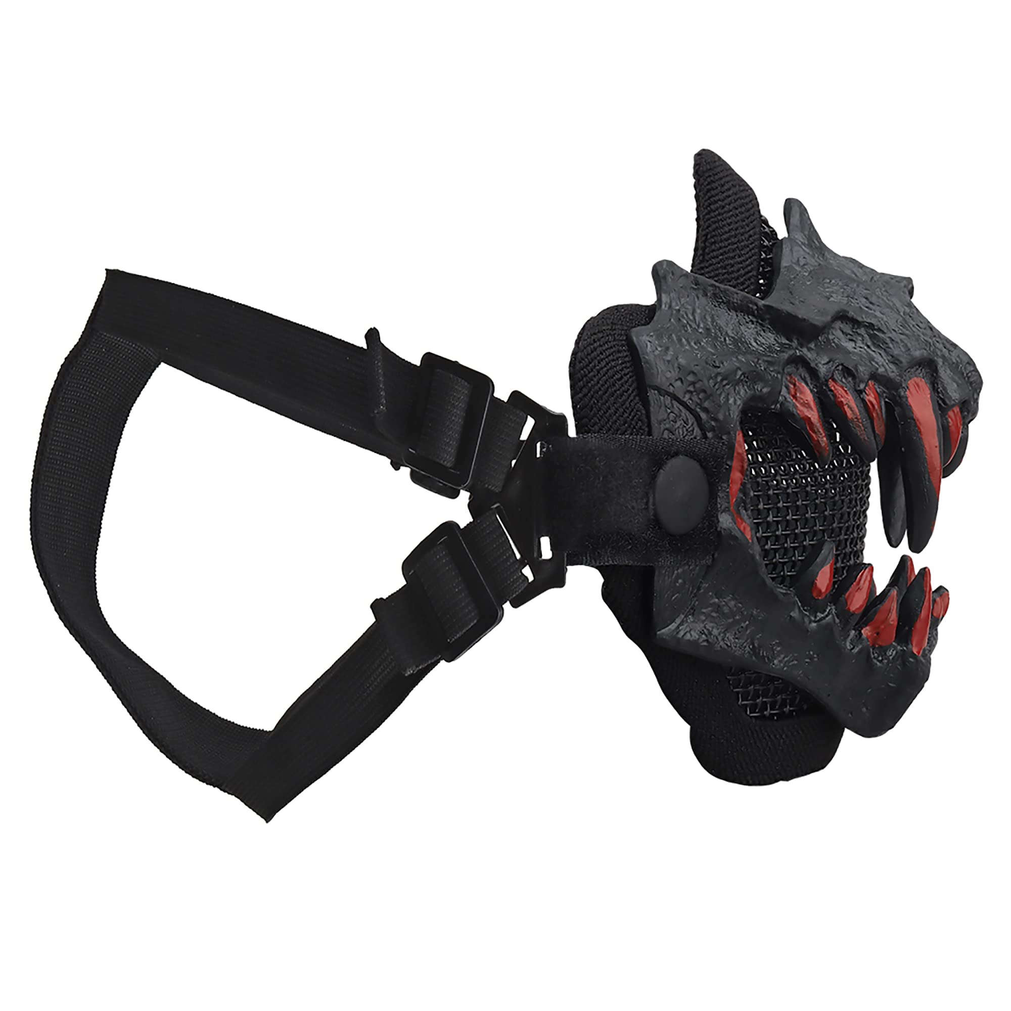 Maschera tattica a mezzo viso, traspirante, in acciaio, per softair, caccia, Halloween, feste in maschera