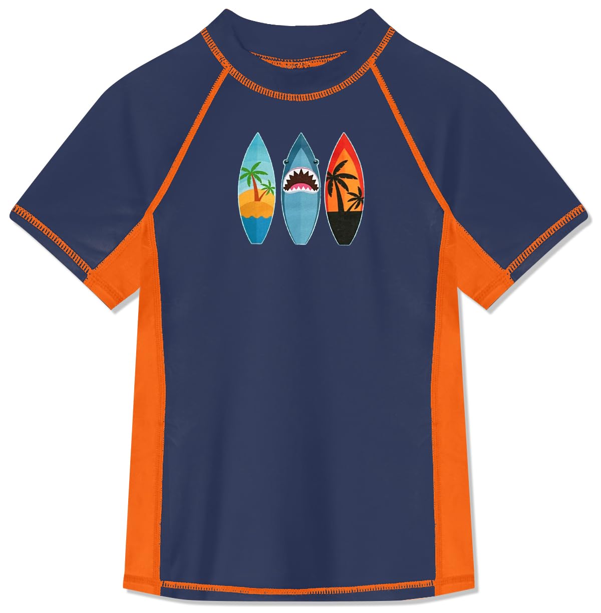 BesserBay Jungen Rashguard Shirt UPF 50+ Kurzarm Schwimmshirt Top UV-Shutz 110-160
